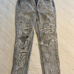 Acid Wash Ripped Mom Jeans